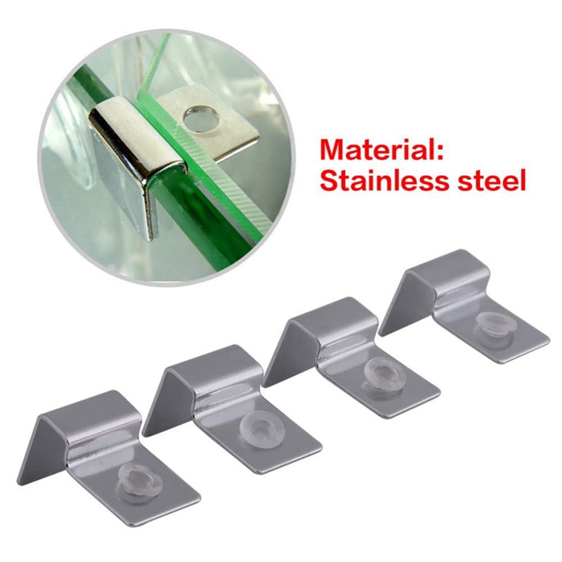  Stands,Fish Tank Glass Cover Clip Support Holder,4PCs Stainless Steel Aquarium Glass Cover Lid Bracket - Non-Slip and D